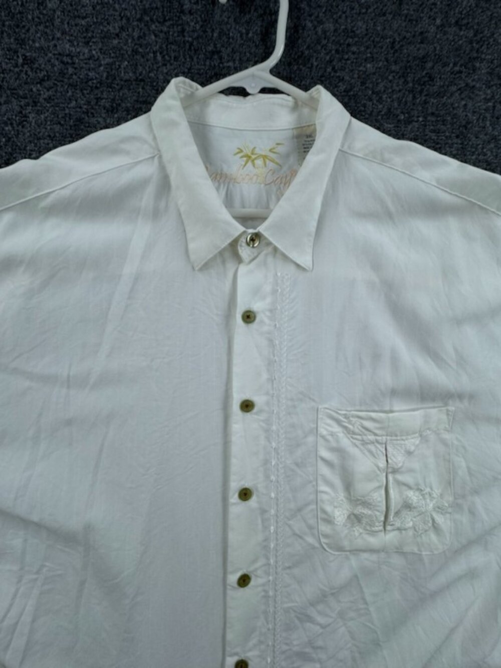 Bamboo Cay Martini Men Short Sleeve White 3XL Solid Modal Polyester Button Up